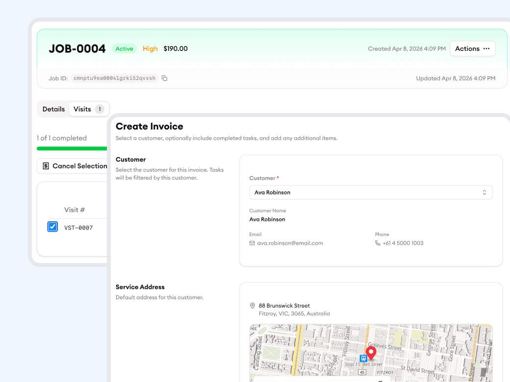 Turn completed jobs into invoices instantly