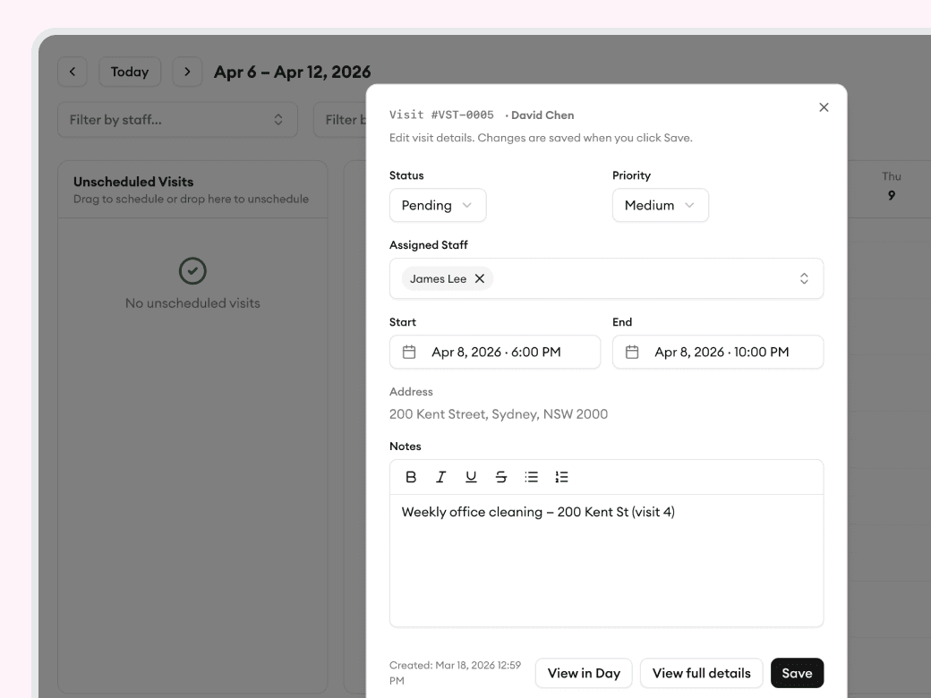 Homitask screenshot — All the details, right where you need them