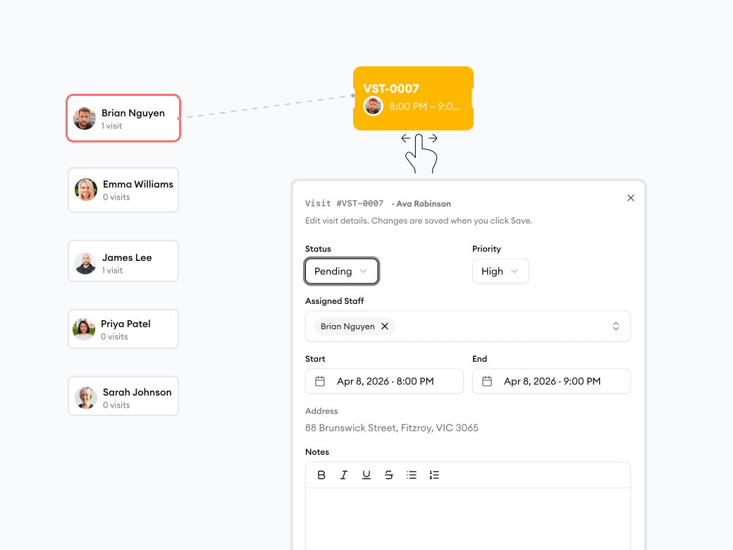 Homitask screenshot — Schedule in seconds, not hours