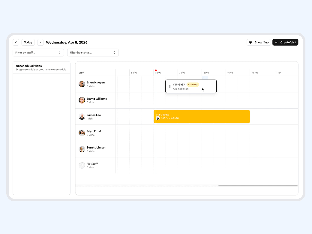 Homitask screenshot — Track job progress from start to finish