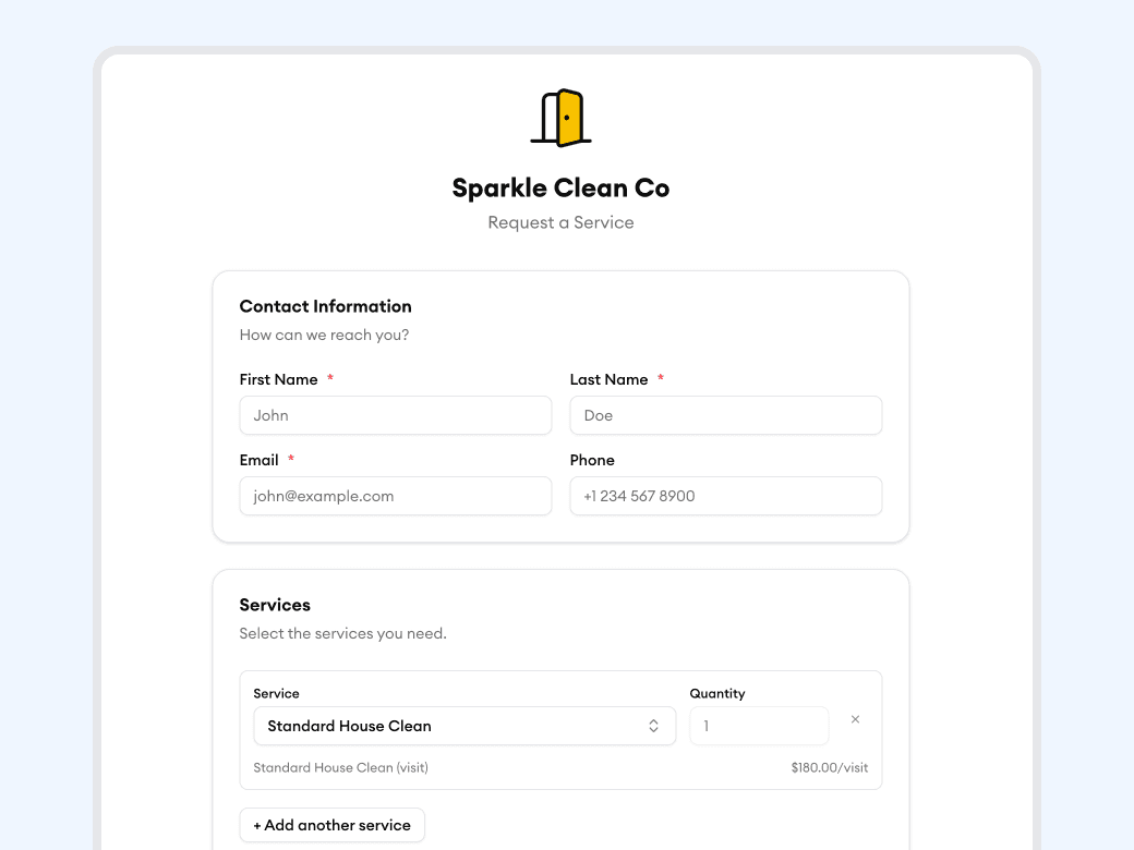 Homitask screenshot — Collect the right info upfront