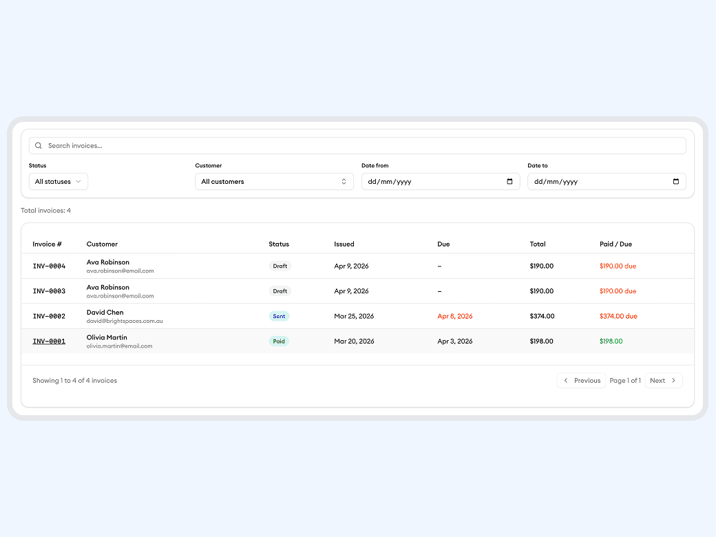 All your invoices at a glance