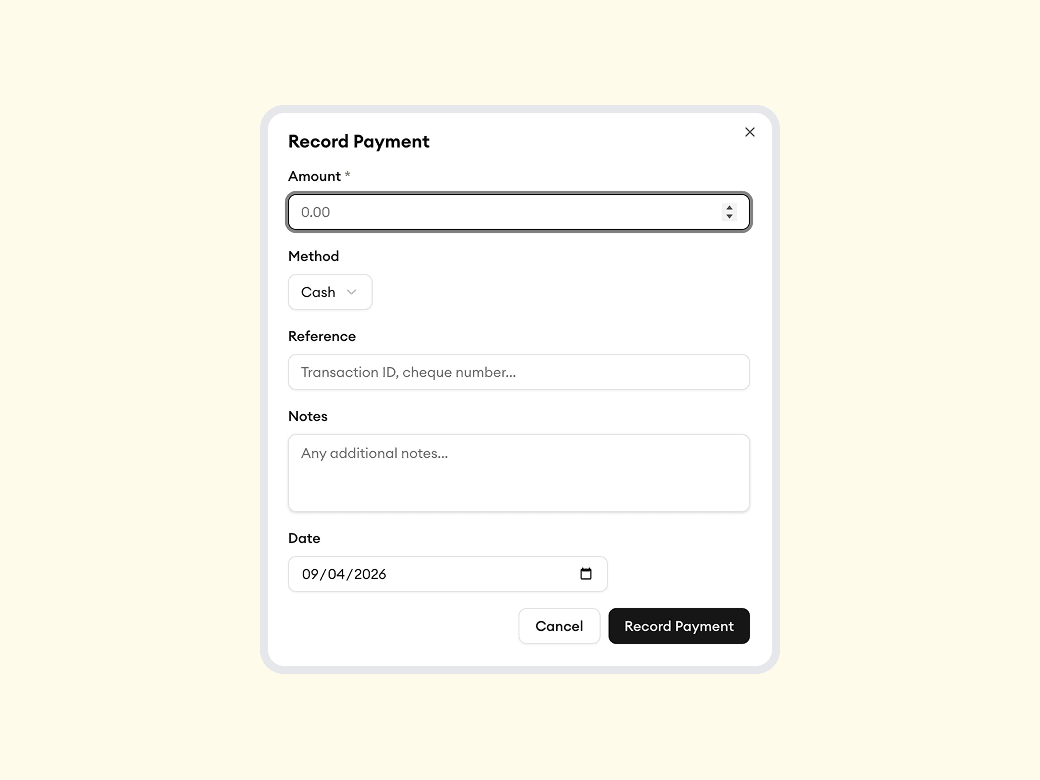 Record payments manually with full detail