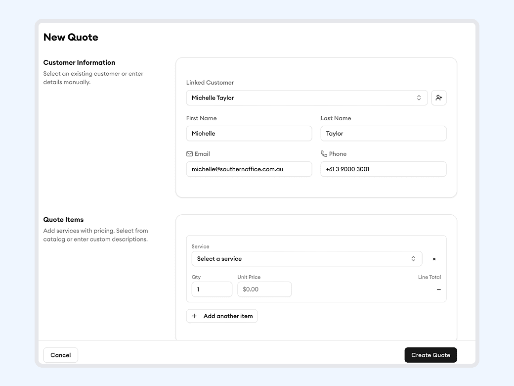 Build detailed quotes in minutes, not hours
