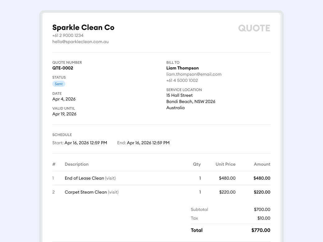 Quotes that look as professional as your work