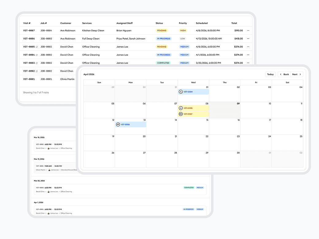 See all jobs your way — list, timeline, or calendar