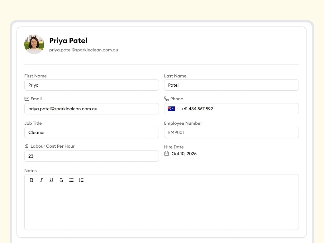 Everything about each team member in one place